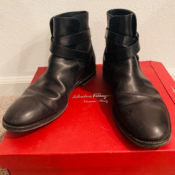 Salvatore Ferragamo Flavio Calf Men Boots Size 10 - Picture 3 of 6